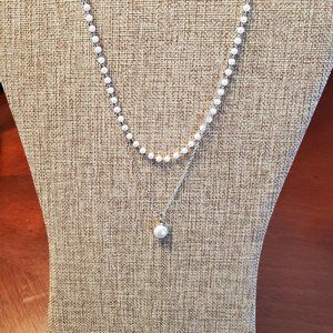 Faux pearl layered necklace
